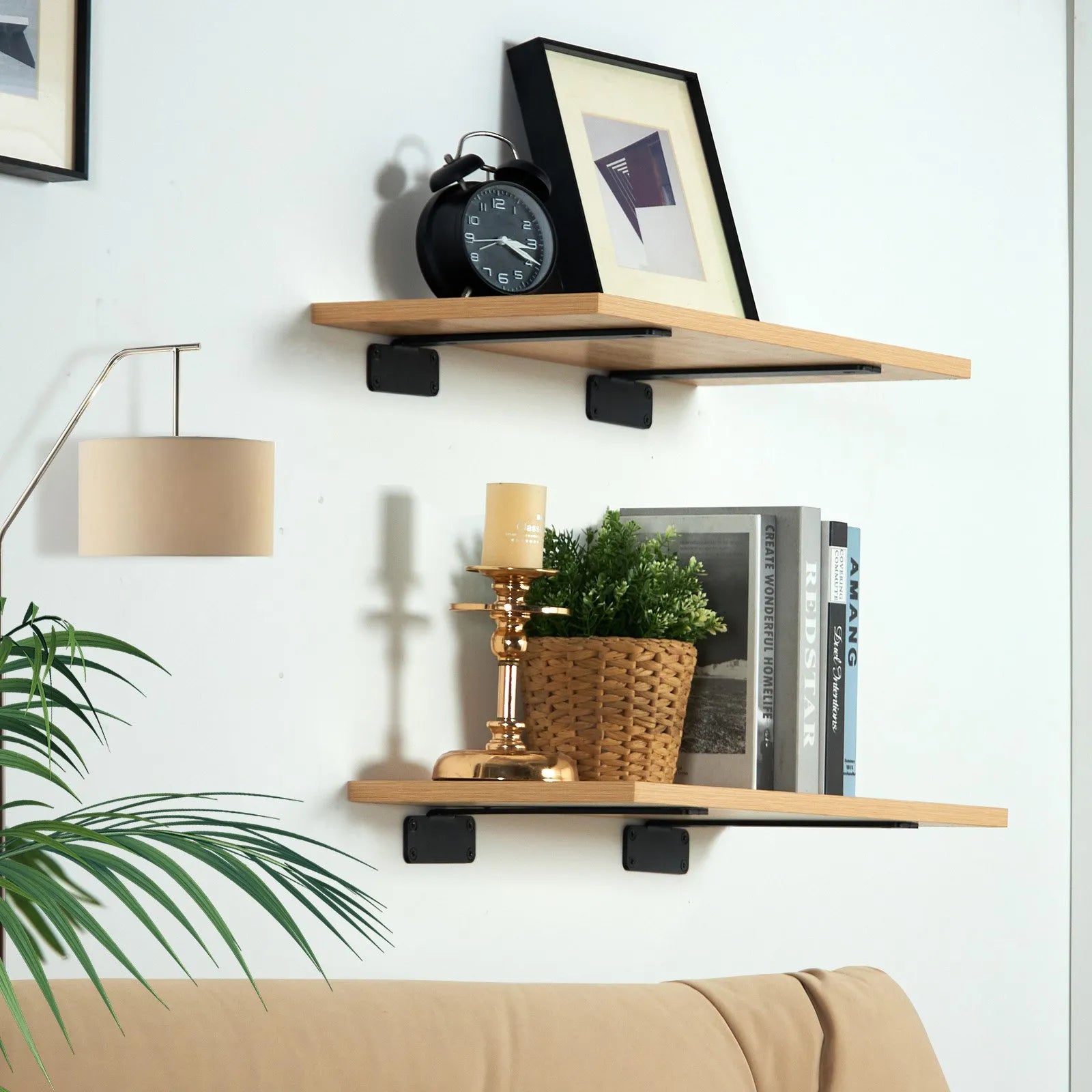 VEVOR Shelf Bracket, 10”L x 4”W x 1.6”H, 6 Pcs Heavy Duty Floating Shelf Brackets, Brackets for Shelves, 5mm Thick Matte Black L Shelf Bracket,Steel Shelving Brackets with 160 lbs Load Capacity