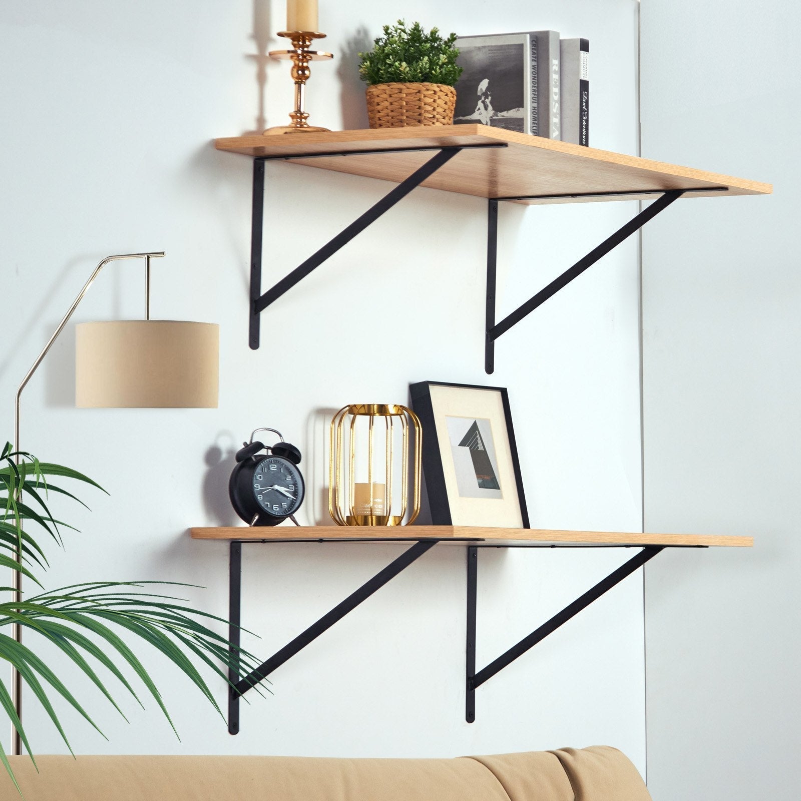 VEVOR Shelf Bracket, 12 x 8 in 10 Pcs, Heavy Duty Floating Shelf Brackets, Brackets for Shelves, 3mm Thick Matte Black Triangle Shelf Bracket,Steel Shelving Brackets with 160 lbs Load Capacity