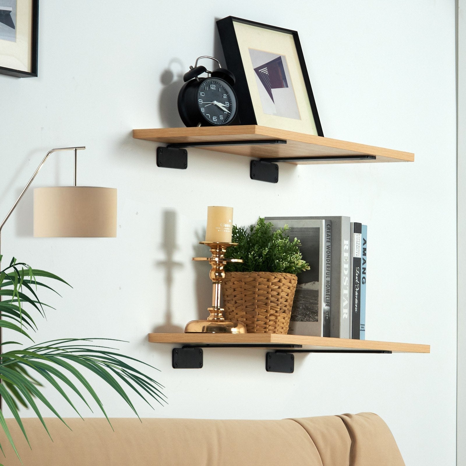 VEVOR Shelf Bracket, 8”L x 4”W x 1.6”H 6 Pcs, Heavy Duty Floating Shelf Brackets, Brackets for Shelves, 5mm Thick Matte Black L Shelf Bracket,Steel Shelving Brackets with 160 lbs Load Capacity