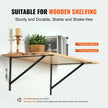 VEVOR Shelf Bracket, 18 x 12 in 12 Pcs, Heavy Duty Floating Shelf Brackets, Brackets for Shelves, 3mm Thick Matte Black Triangle Shelf Bracket,Steel Shelving Brackets with 160 lbs Load Capacity