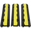VEVOR 3 PCs Rubber Cable Protector Ramp, 2 Channel, 12000 lbs/axle Capacity Heavy Duty Hose Wire Cover Ramp Driveway, Traffic Speed Bump with Flip-Open Top Cover & 50 ft Warning Tape, for Indoor&Outdo