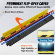 VEVOR 5 PCs Rubber Cable Protector Ramp, 2 Channel, 12000 lbs/axle Capacity Heavy Duty Hose Wire Cover Ramp Driveway, Traffic Speed Bump with Flip-Open Top Cover & 50 ft Warning Tape, for Indoor&Outdo