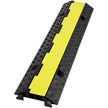 VEVOR 5 PCs Rubber Cable Protector Ramp, 2 Channel, 12000 lbs/axle Capacity Heavy Duty Hose Wire Cover Ramp Driveway, Traffic Speed Bump with Flip-Open Top Cover & 50 ft Warning Tape, for Indoor&Outdo