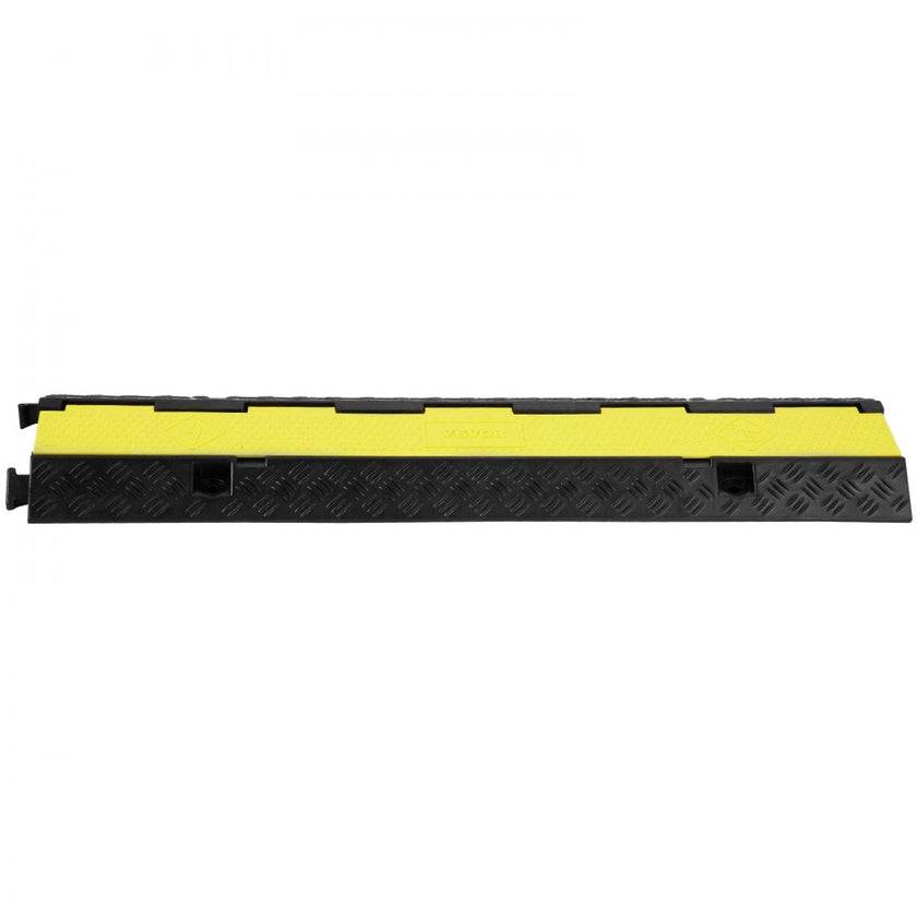 VEVOR 5 PCs Rubber Cable Protector Ramp, 2 Channel, 12000 lbs/axle Capacity Heavy Duty Hose Wire Cover Ramp Driveway, Traffic Speed Bump with Flip-Open Top Cover & 50 ft Warning Tape, for Indoor&Outdo