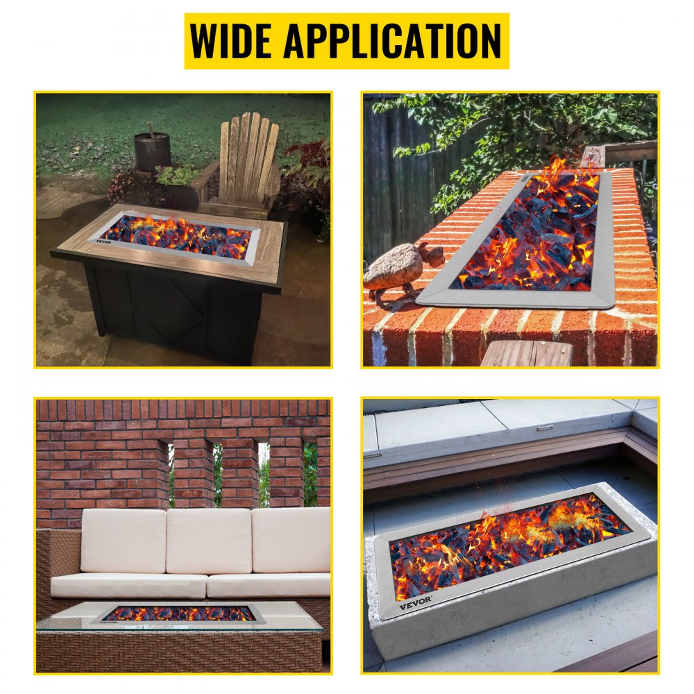 VEVOR Fire Pit Pan Stainless Steel Rectangular Fire Pit Pan and Burner 20x8 inch, Built-in Fire Pit Pan Both for Propane Gas & Natural Gas Suitable for Indoor & Outdoor Use