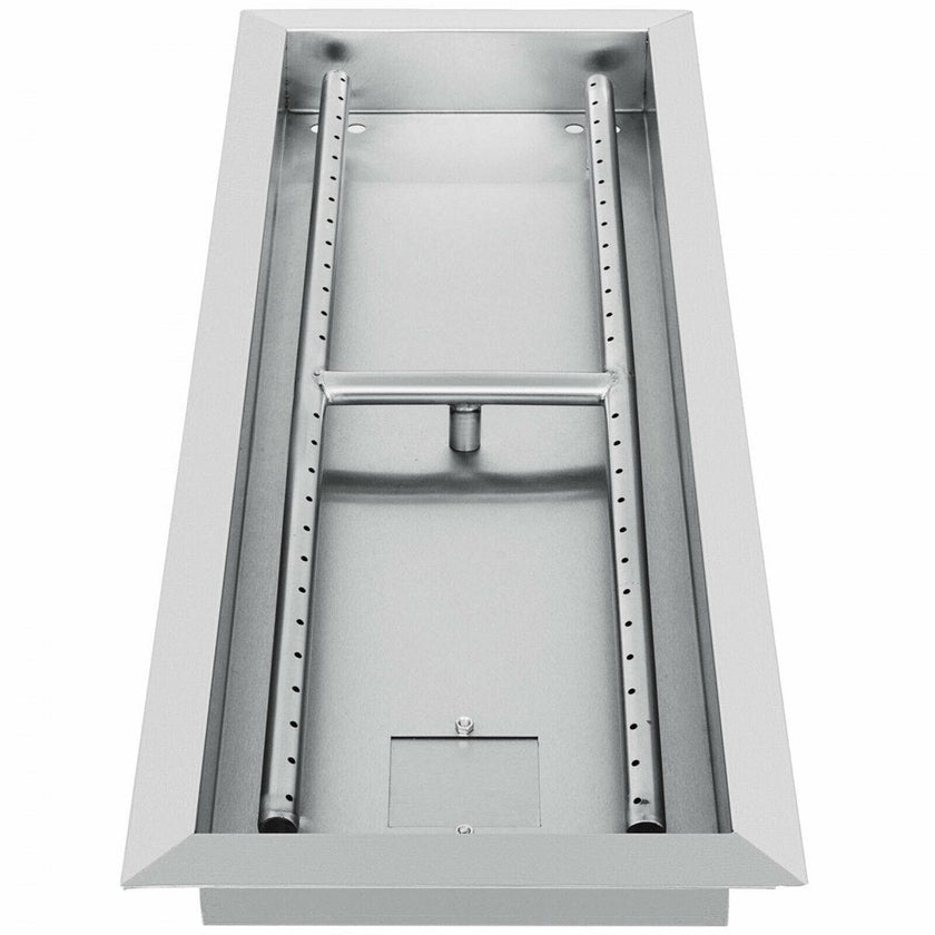 VEVOR 25.5x10 inch Fire Pit Pan Stainless Steel Rectangular Fire Pit Pan and Burner, 201 Series SS 90000 BTU Max, Built-in Fire Pit Pan Both for Propane Gas & Natural Gas Suitable for Indoor & Outdoor Use