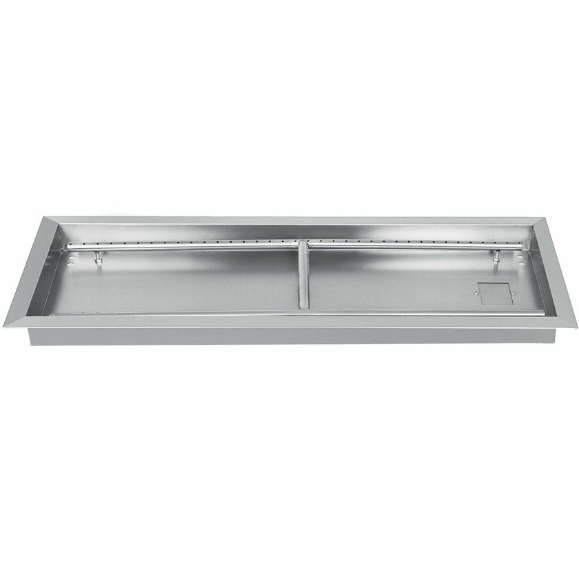 VEVOR Fire Pit Pan 31.5x12 Inch, Stainless Steel Rectangular Fire Pit Pan and Burner, Built-in Fire Pit Pan with H-Burner, 90K BTU