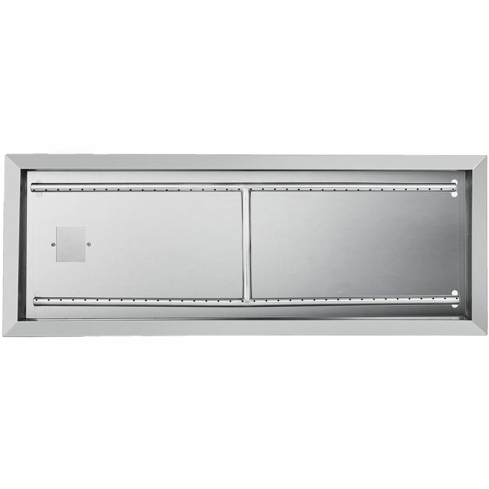 VEVOR Fire Pit Pan 31.5x12 Inch, Stainless Steel Rectangular Fire Pit Pan and Burner, Built-in Fire Pit Pan with H-Burner, 90K BTU