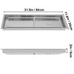 VEVOR Fire Pit Pan 31.5x12 Inch, Stainless Steel Rectangular Fire Pit Pan and Burner, Built-in Fire Pit Pan with H-Burner, 90K BTU