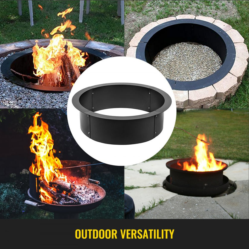 VEVOR 36-Inch Outer/30-Inch Inner Fire Pit Ring, Fire Pit Insert 3.0mm Thick Heavy Duty Solid Steel, Fire Pit Liner DIY Campfire Ring Above or In-Ground for Outdoor