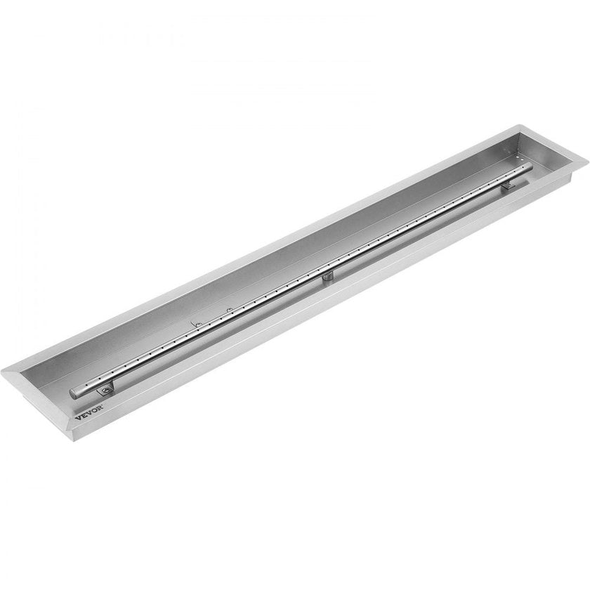 VEVOR Fire Pit Pan 49x8 Inch, Stainless Steel Linear Trough Fire Pit Pan and Burner, Built-in Fire Pit Burner Pan, 90K BTU