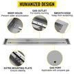 VEVOR Fire Pit Pan 61x8 Inch, Stainless Steel Linear Trough Fire Pit Pan and Burner, Built-in Fire Pit Burner Pan, 110K BTU