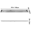VEVOR Fire Pit Pan 61x8 Inch, Stainless Steel Linear Trough Fire Pit Pan and Burner, Built-in Fire Pit Burner Pan, 110K BTU