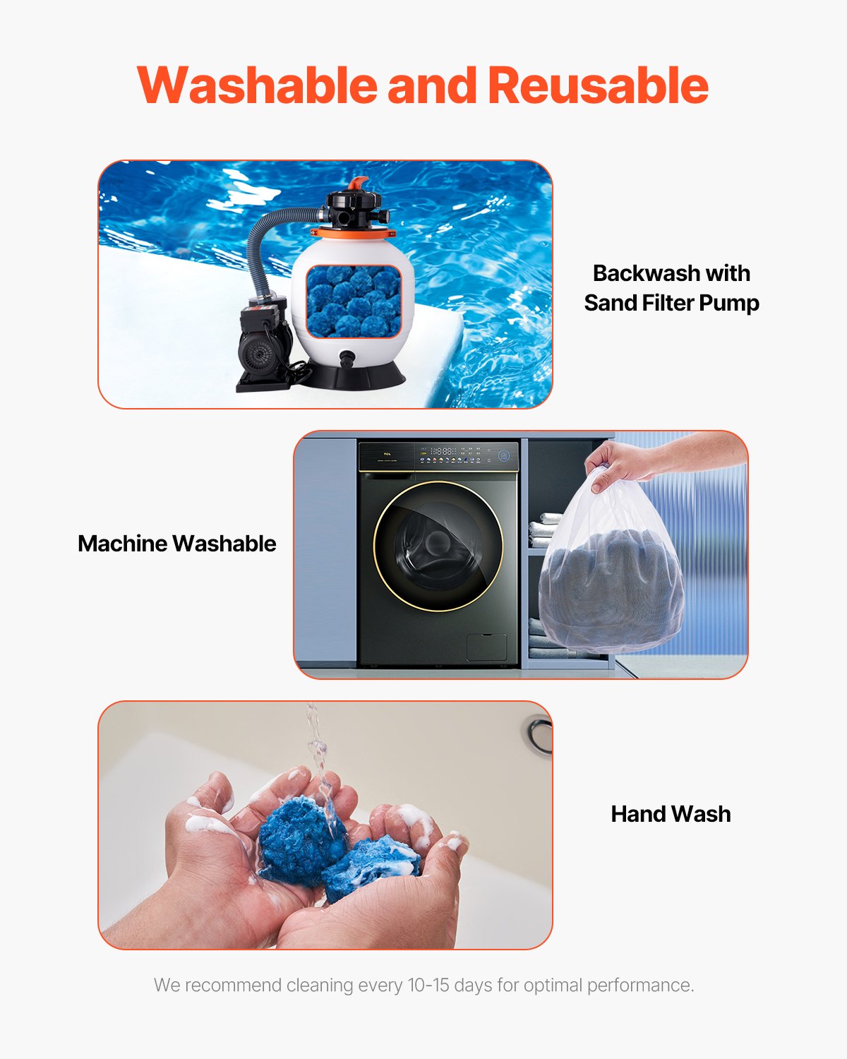 VEVOR Pool Filter Balls for Sand Filter Pump Swimming Pool 1.5 lbs Reusable Blue