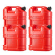 VEVOR Fuel Container, 5 Gallon, Gas Tank with Spout & Clear Scale, 15 L/min Max Flow Rate, Secure & Leak-proof, Portable Flat Fluid Container for Most Cars Motorcycle ATV UTV, Red, 4 Packs