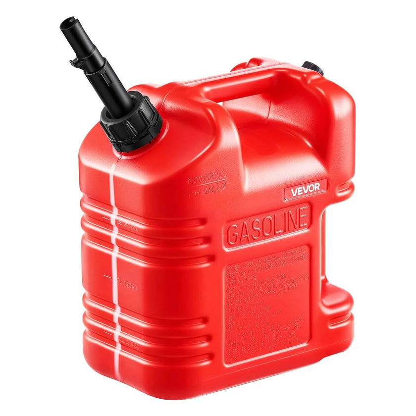 VEVOR Fuel Container, 2.5 Gallon, Gas Tank with Spout & Clear Scale, 15 L/min Max Flow Rate, Secure & Leak-proof, Portable Flat Fluid Container for Most Cars Motorcycle ATV UTV, Red, 1 Pack