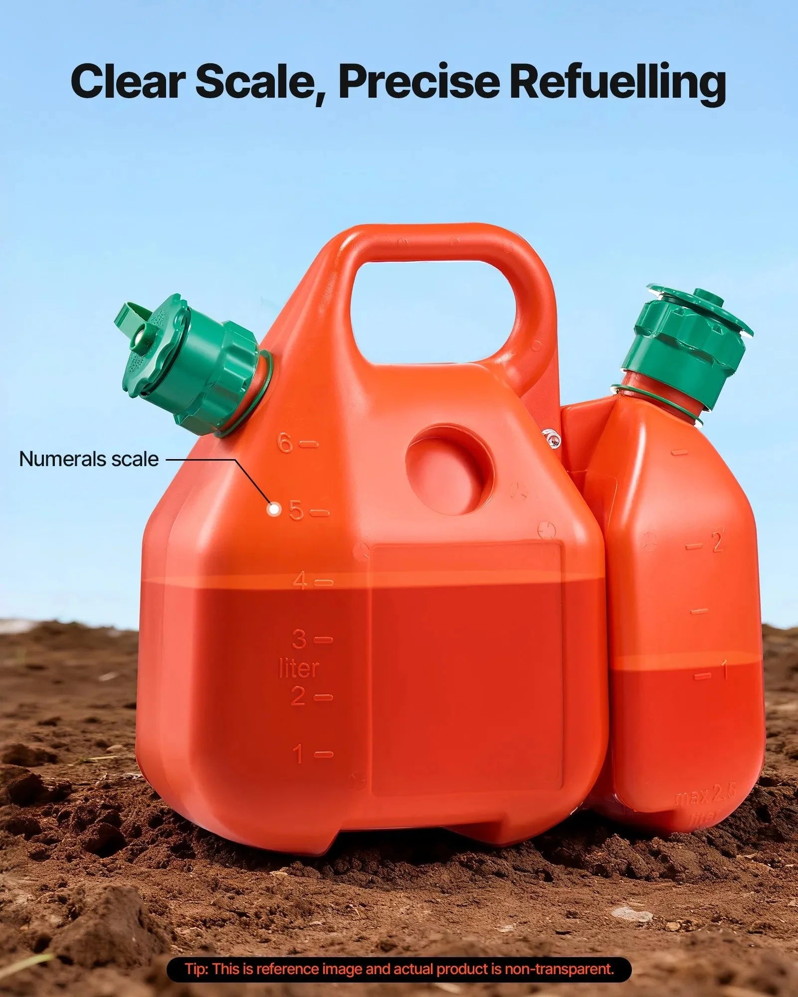 VEVOR Fuel Container, 1.6 Gallon, Fuel Tank with Spout & 0.5 Gallon Extra Oil Container, 5.5 L/min Max Flow Rate, Leak-proof and Portable Flat Fluid Container for Most Cars Motorcycle ATV UTV