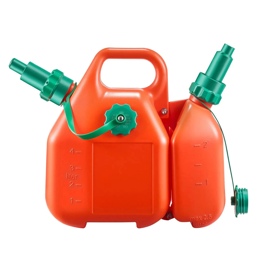 VEVOR Fuel Container, 1.6 Gallon, Fuel Tank with Spout & 0.5 Gallon Extra Oil Container, 5.5 L/min Max Flow Rate, Leak-proof and Portable Flat Fluid Container for Most Cars Motorcycle ATV UTV