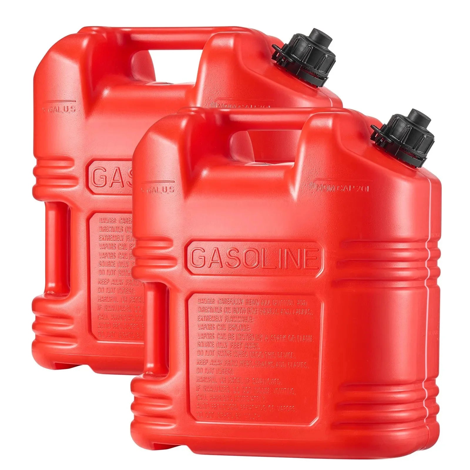 VEVOR Fuel Container, 5 Gallon, Gas Tank with Spout & Clear Scale, 15 L/min Max Flow Rate, Secure & Leak-proof, Portable Flat Fluid Container for Most Cars Motorcycle ATV UTV, Red, 2 Packs