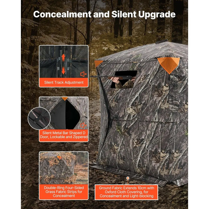 VEVOR Hunting Blind 270° See Through Ground Blind One-Way Mesh for 1-2 Person