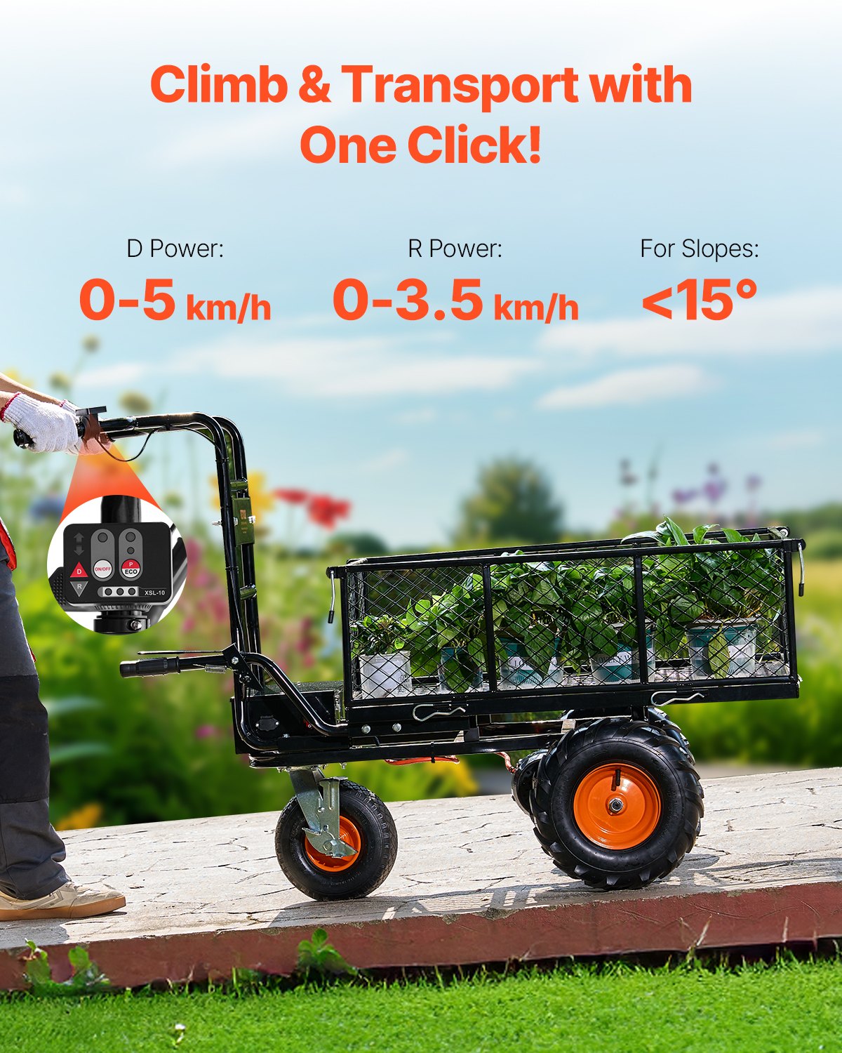 VEVOR Electric Utility Cart 500lbs Capacity Power Wagon 36V 432W Wheelbarrow