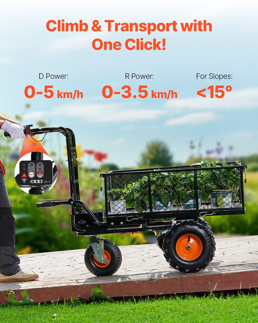 VEVOR Electric Utility Cart 500lbs Capacity Power Wagon 36V 432W Wheelbarrow
