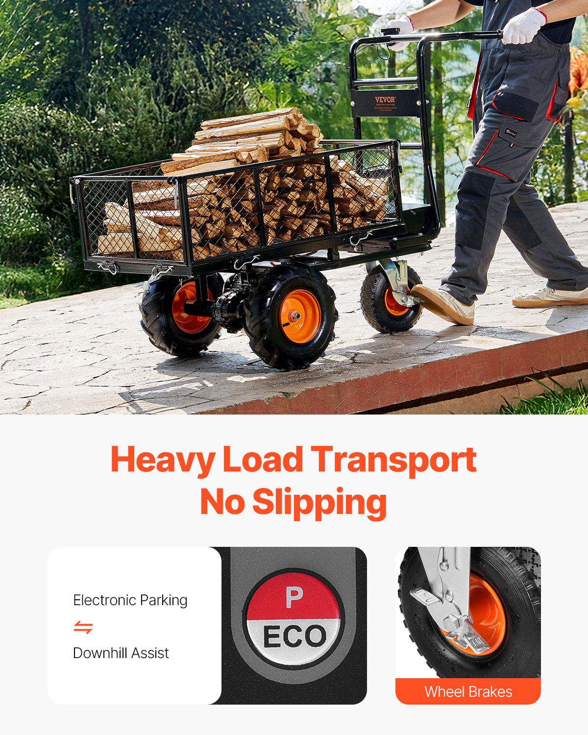 VEVOR Electric Utility Cart 500lbs Capacity Power Wagon 36V 432W Wheelbarrow