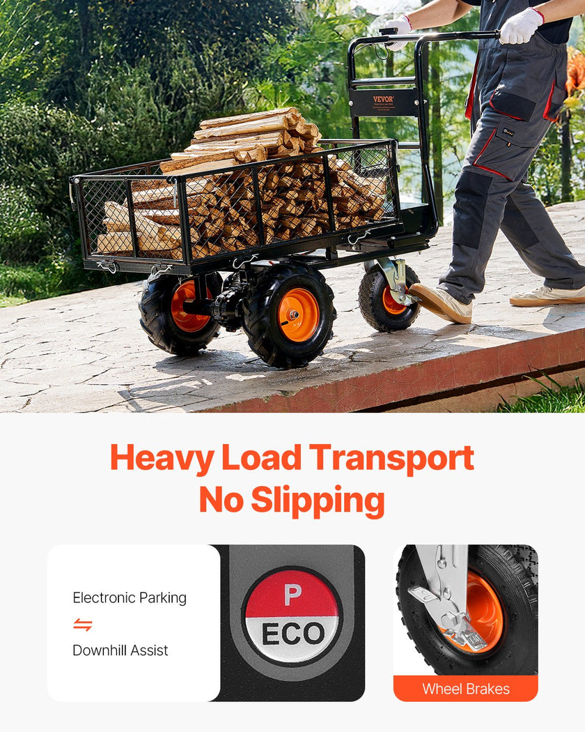 VEVOR Electric Utility Cart 500lbs Capacity Power Wagon 36V 432W Wheelbarrow
