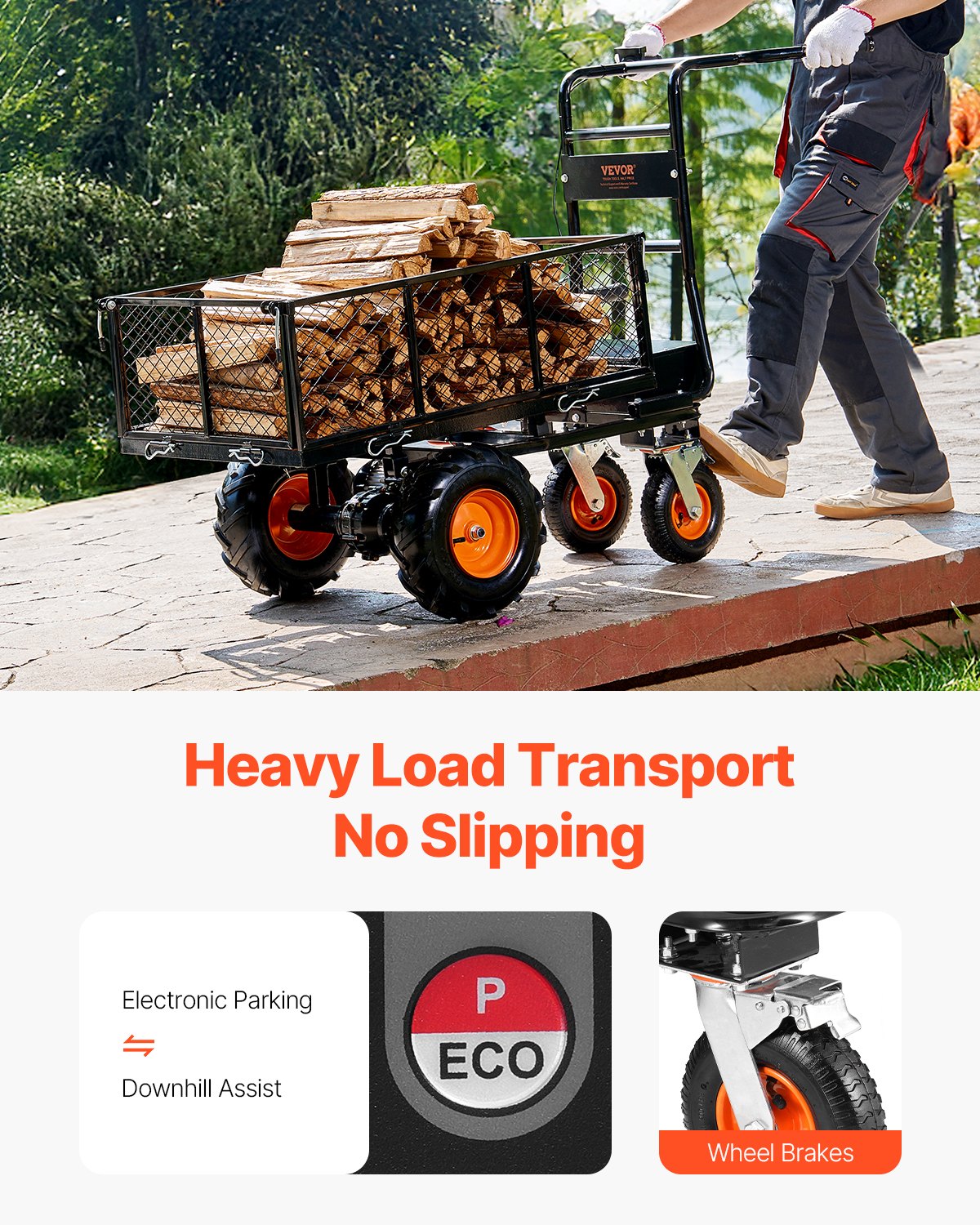 VEVOR Electric Utility Cart 660lbs Capacity Power Wagon 36V 432W Wheelbarrow