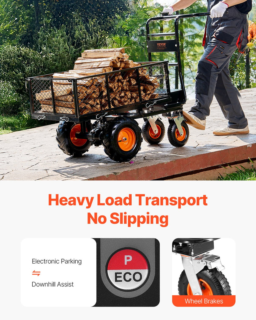 VEVOR Electric Utility Cart 660lbs Capacity Power Wagon 36V 432W Wheelbarrow