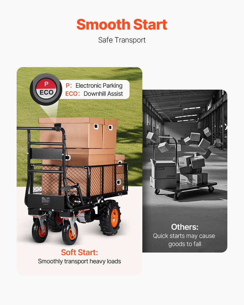 VEVOR Electric Utility Cart 660lbs Capacity Power Wagon 36V 432W Wheelbarrow