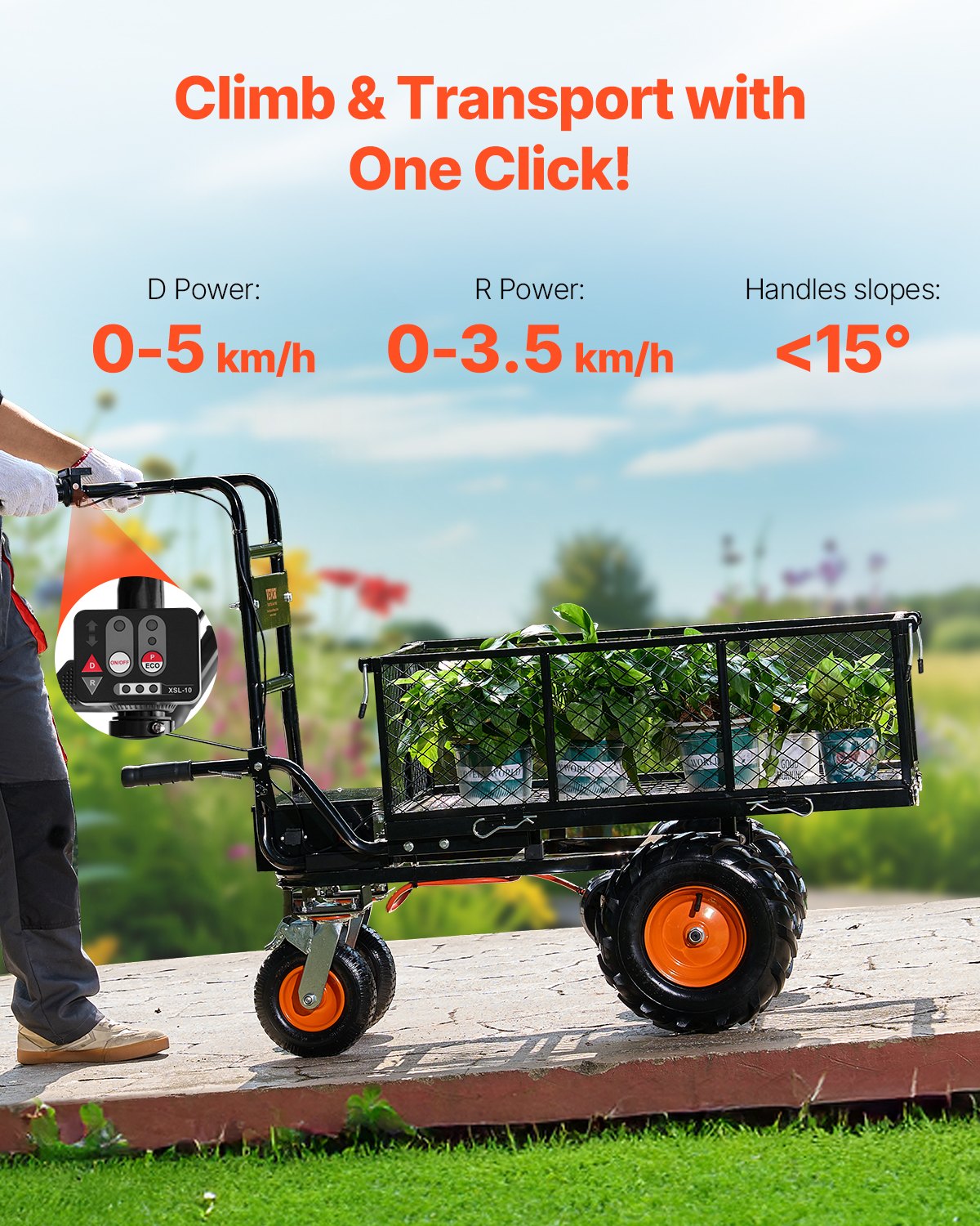 VEVOR Electric Utility Cart 660lbs Capacity Power Wagon 36V 432W Wheelbarrow