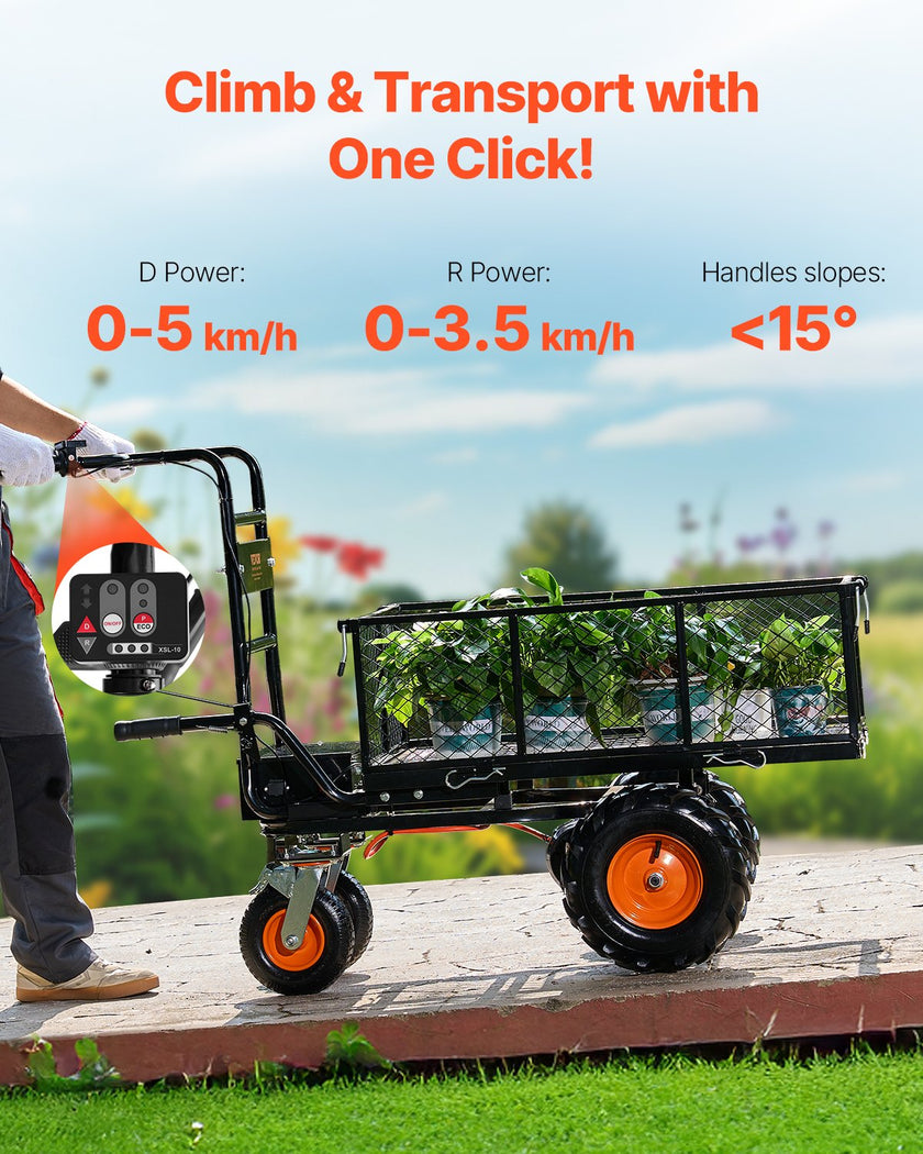 VEVOR Electric Utility Cart 660lbs Capacity Power Wagon 36V 432W Wheelbarrow