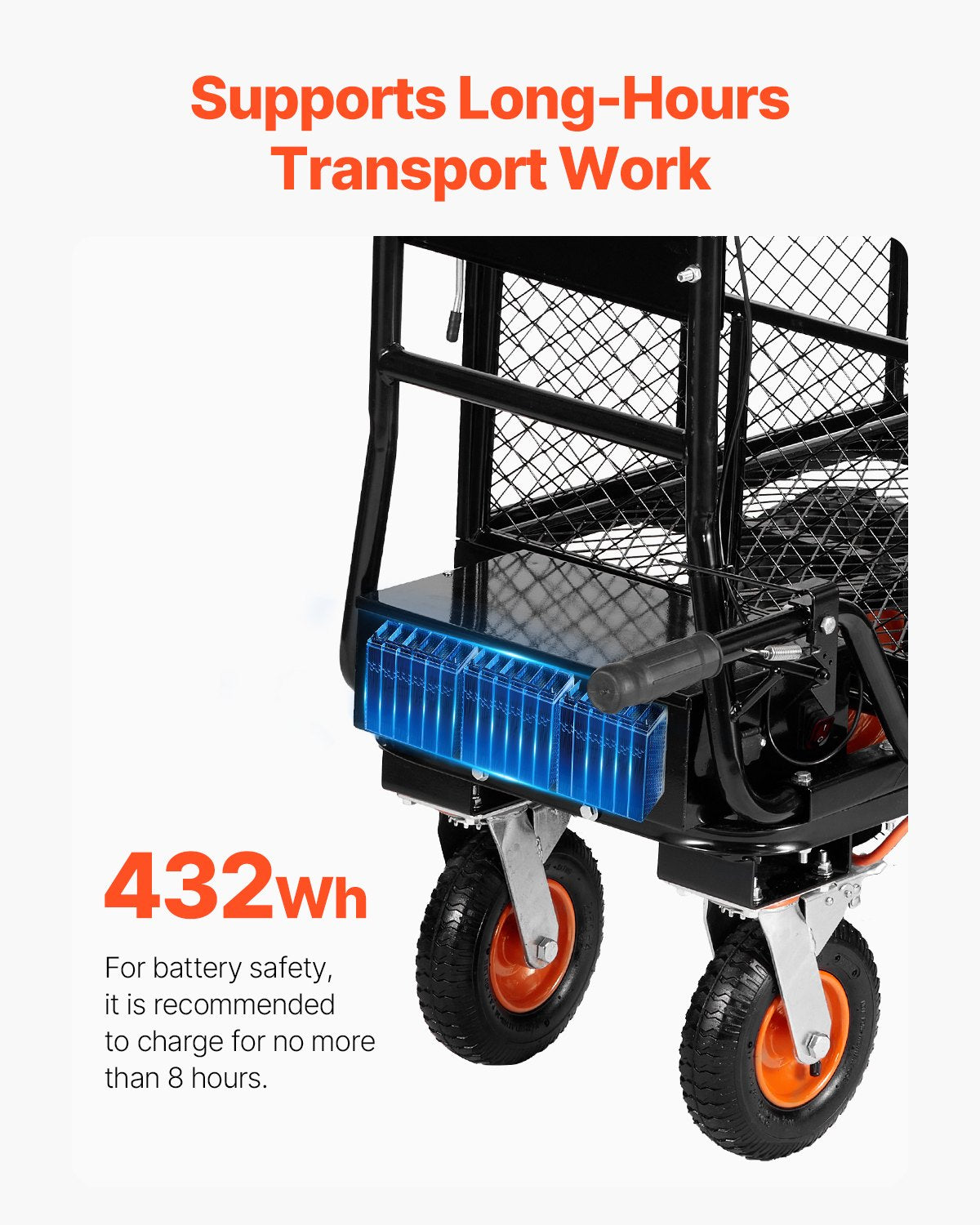 VEVOR Electric Utility Cart 660lbs Capacity Power Wagon 36V 432W Wheelbarrow