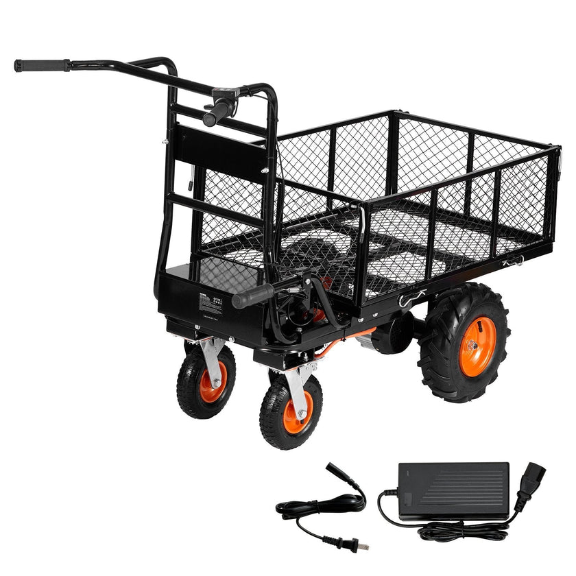 VEVOR Electric Utility Cart 660lbs Capacity Power Wagon 36V 432W Wheelbarrow