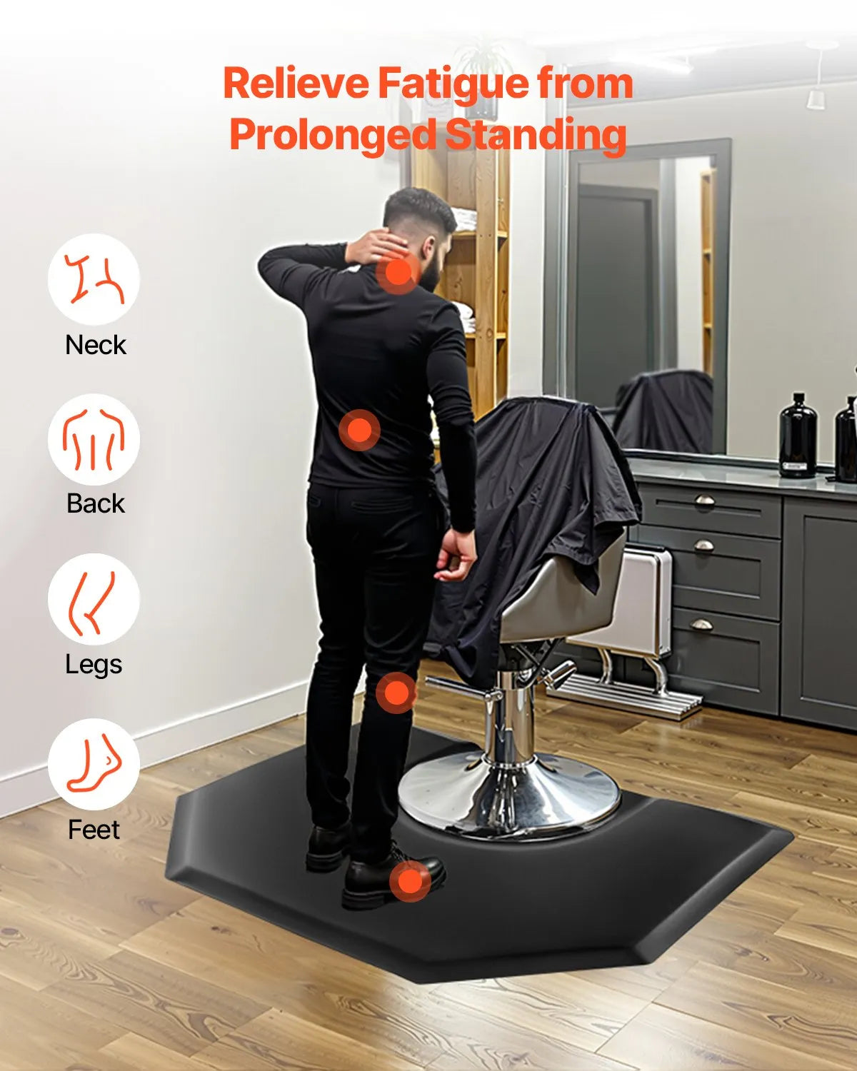 VEVOR Salon Mat for Hair Stylist 4 x 5 FT Hexagon Salon Chair Mat 1-inch Thick