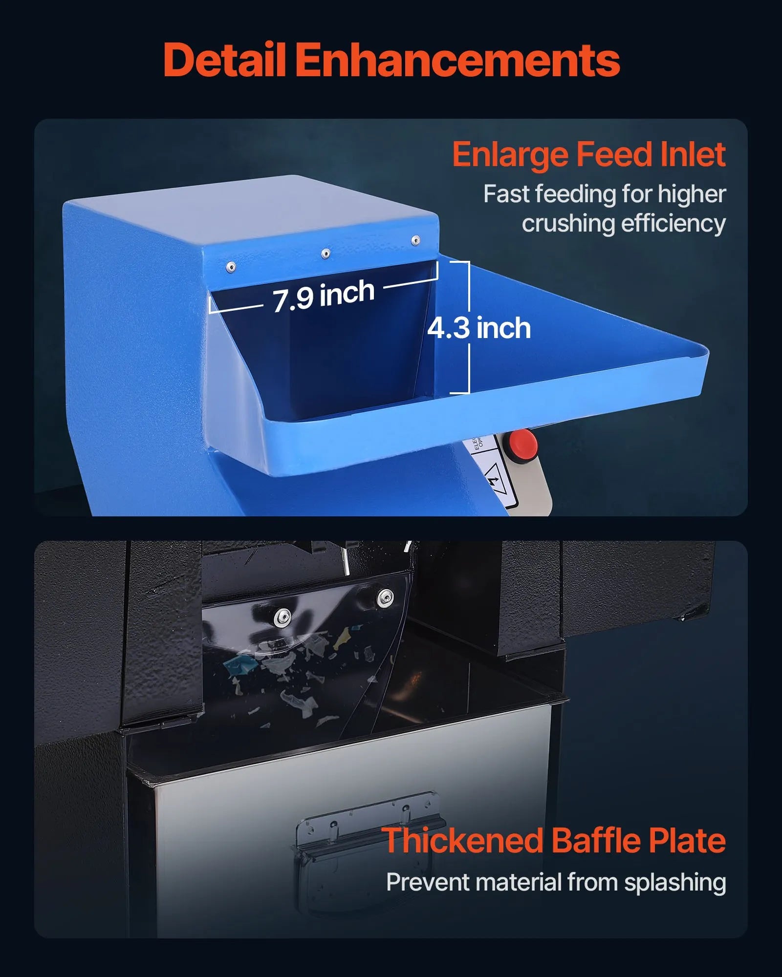 VEVOR Plastic Shredder Crusher 2.2KW Granulator Recycling Machine 220V 3-Phase