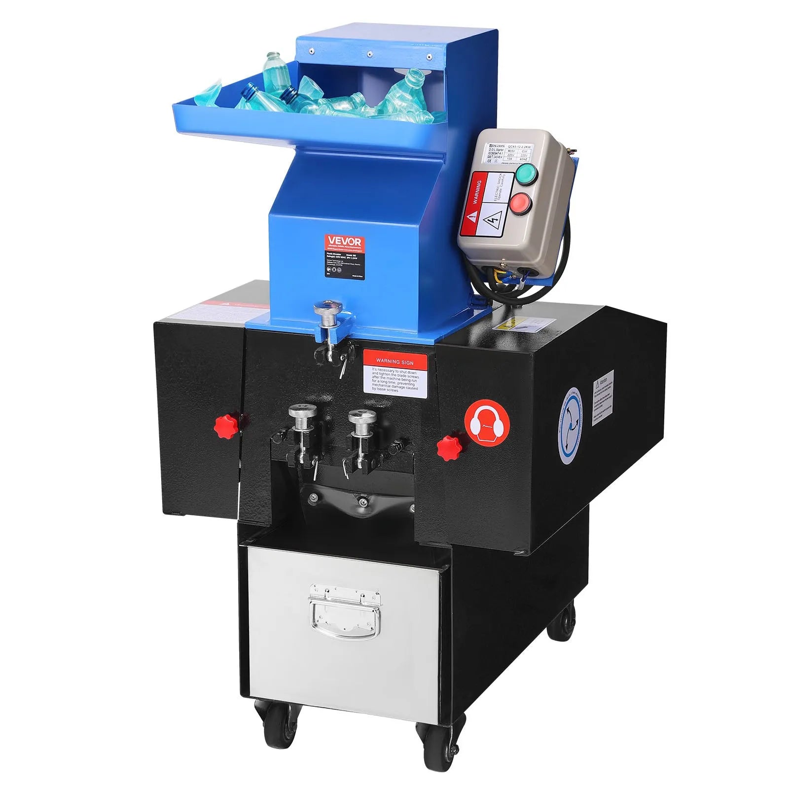 VEVOR Plastic Shredder Crusher 2.2KW Granulator Recycling Machine 220V 3-Phase