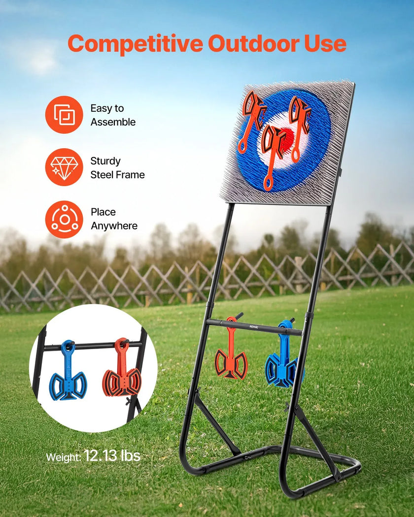 VEVOR Axe Throwing Game Plastic Bristle Target 8 Throwing Axes Set Steel Frame