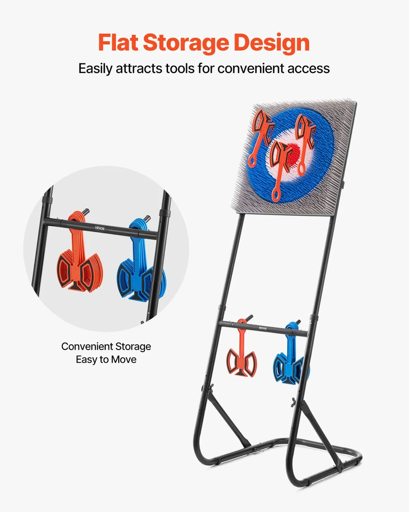 VEVOR Axe Throwing Game Plastic Bristle Target 8 Throwing Axes Set Steel Frame