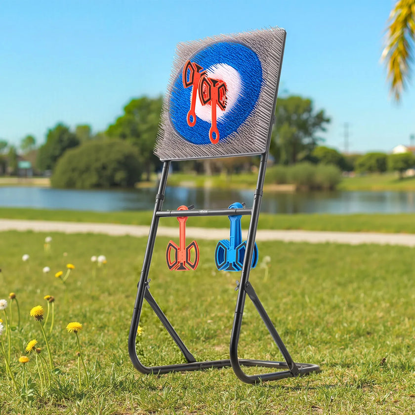VEVOR Axe Throwing Game Plastic Bristle Target 8 Throwing Axes Set Steel Frame