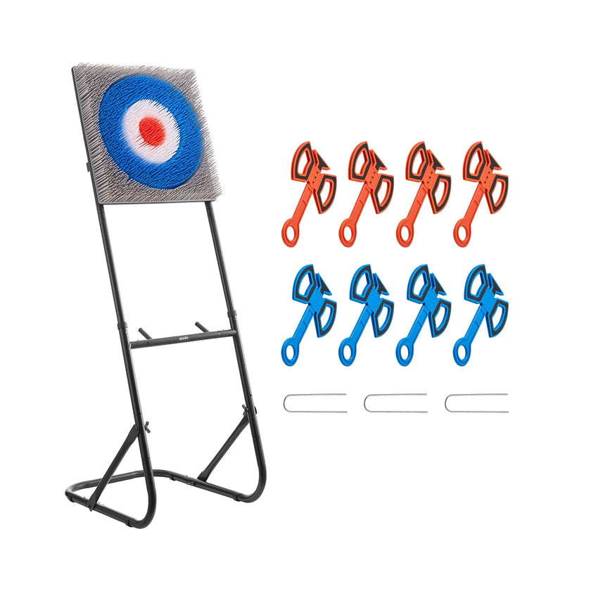VEVOR Axe Throwing Game Plastic Bristle Target 8 Throwing Axes Set Steel Frame