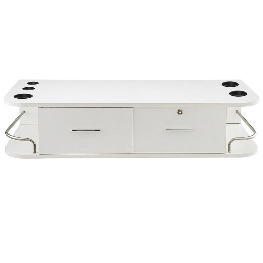 VEVOR White Wall Mount Styling Station Classic Locking 2 Drawers Storage Beauty Salon Equipment 5 Hair Dryer Holes Locking Cabinet for Beauty Salon or SPA, Barber Shop, Home & Bathroom