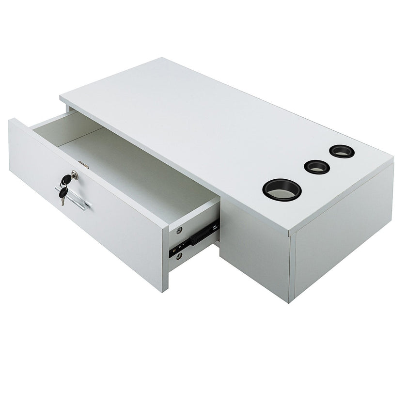 VEVOR Salon Station White Salon Wall Mount Stations Salon Cabinet Wall Mount Stations Hair Styling Classic Locking Single Drawer Storage Beauty Salon Spa Equipment Barber Stations