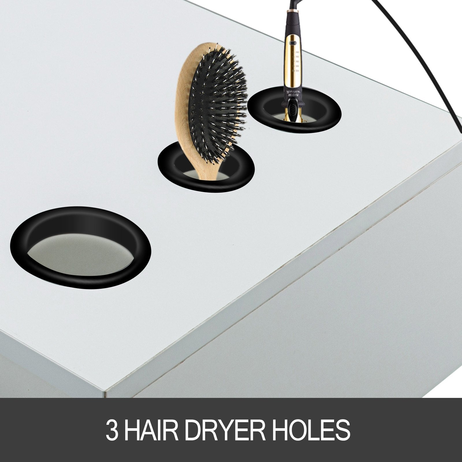 VEVOR Salon Station White Salon Wall Mount Stations Salon Cabinet Wall Mount Stations Hair Styling Classic Locking Single Drawer Storage Beauty Salon Spa Equipment Barber Stations