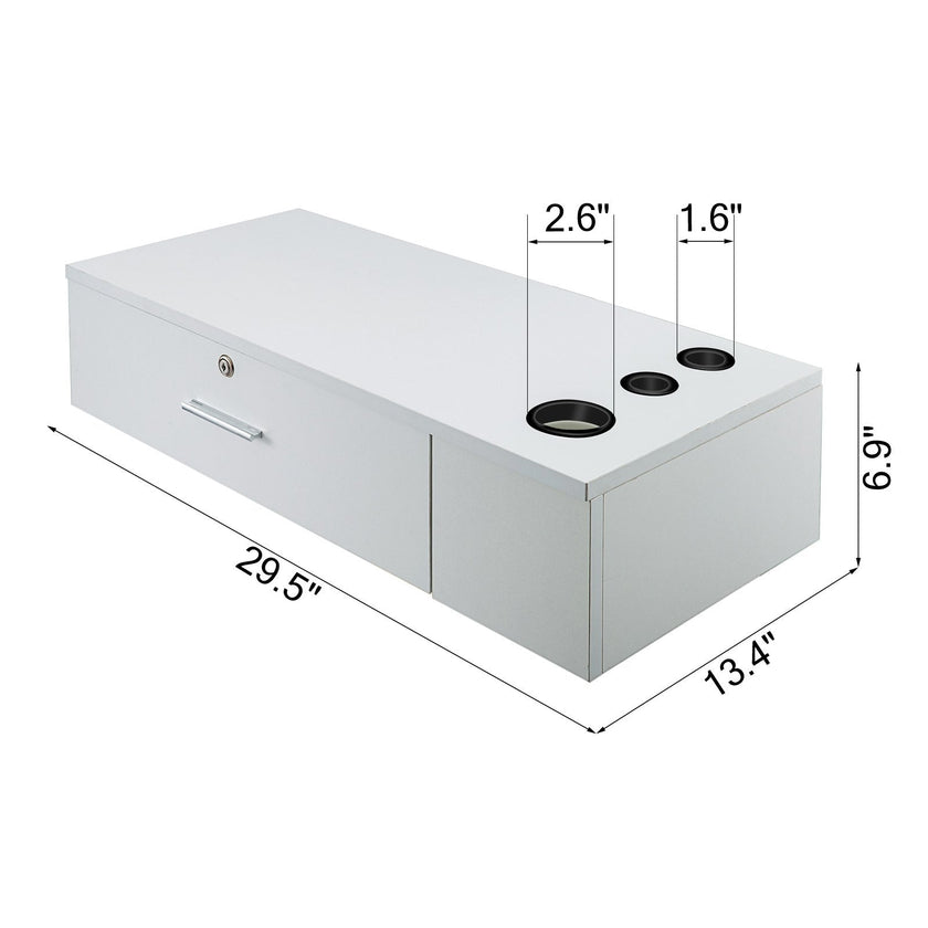 VEVOR Salon Station White Salon Wall Mount Stations Salon Cabinet Wall Mount Stations Hair Styling Classic Locking Single Drawer Storage Beauty Salon Spa Equipment Barber Stations