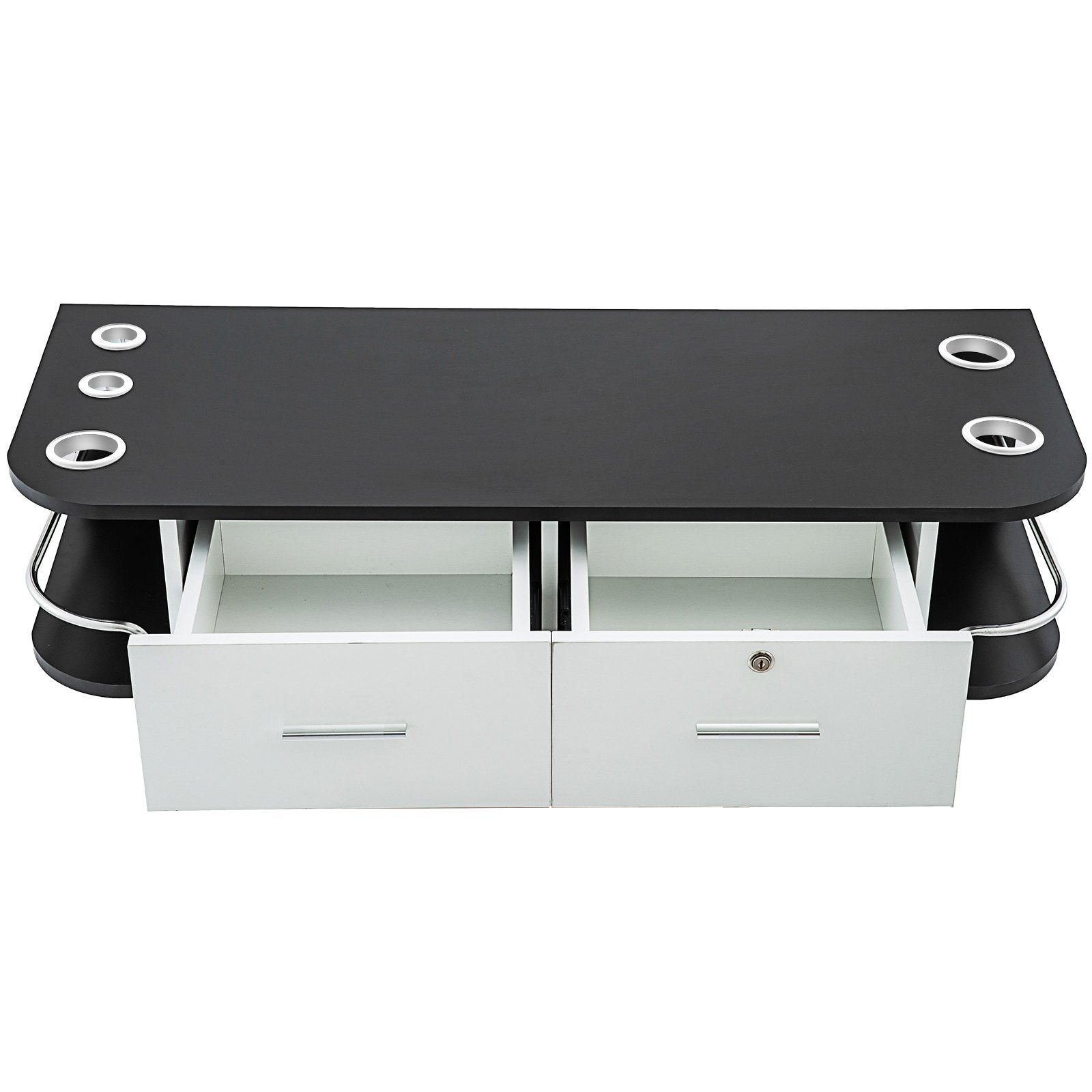VEVOR Black Salon Wall Mount Styling Station Classic Locking 2 Drawers Storage Beauty Salon Spa Equipment Barber Station