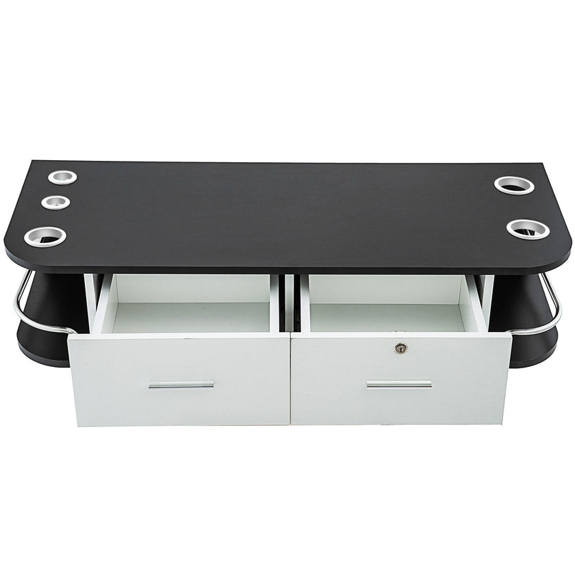 VEVOR Black Salon Wall Mount Styling Station Classic Locking 2 Drawers Storage Beauty Salon Spa Equipment Barber Station