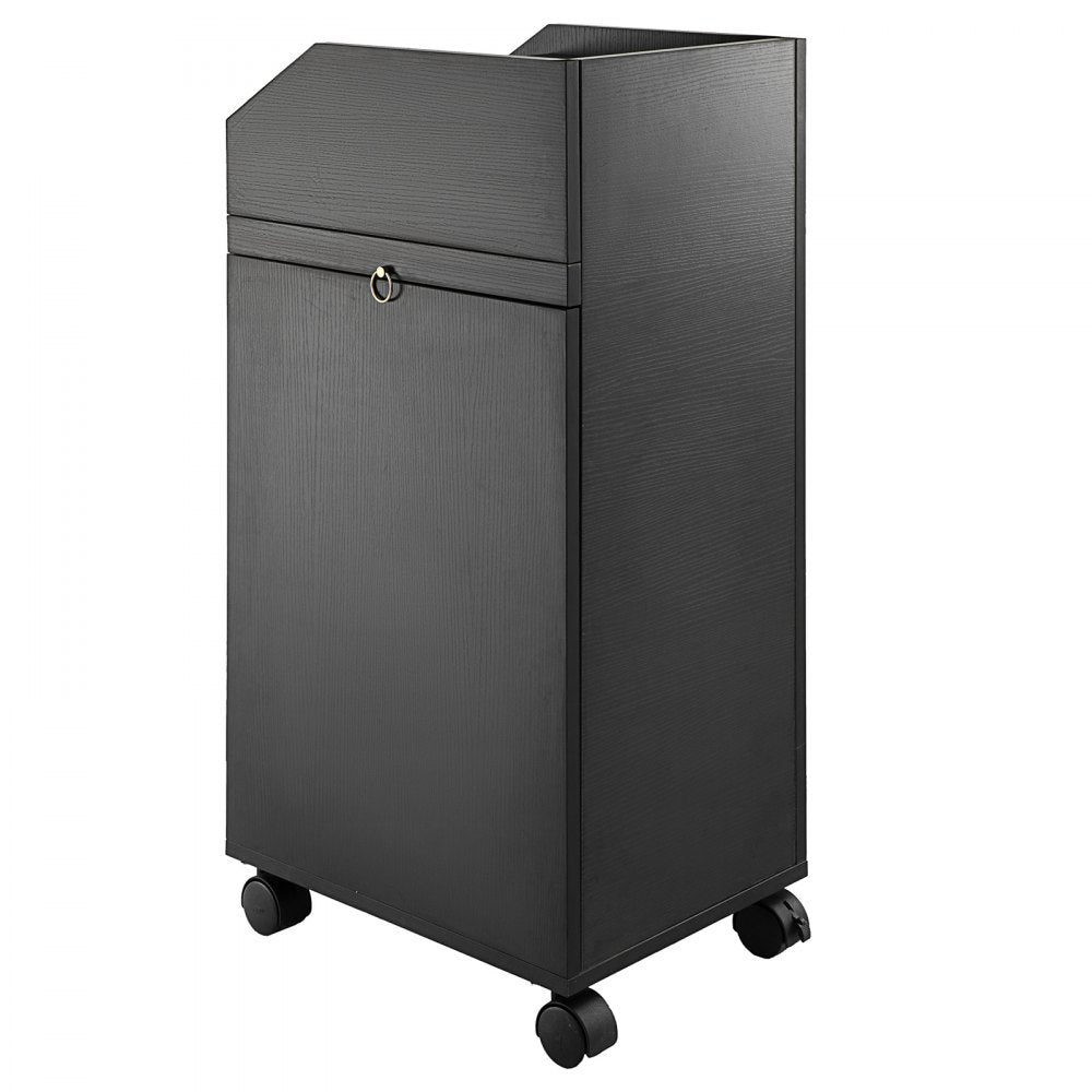 VEVOR Black Beauty Salon Trolley Storage Cart Salon SPA Trolley Cart with 4 Plastic Salon Storage Drawers Sliding Wheels 3 Hair Dryer Holes with Space-saving Side Tray Salon Stations