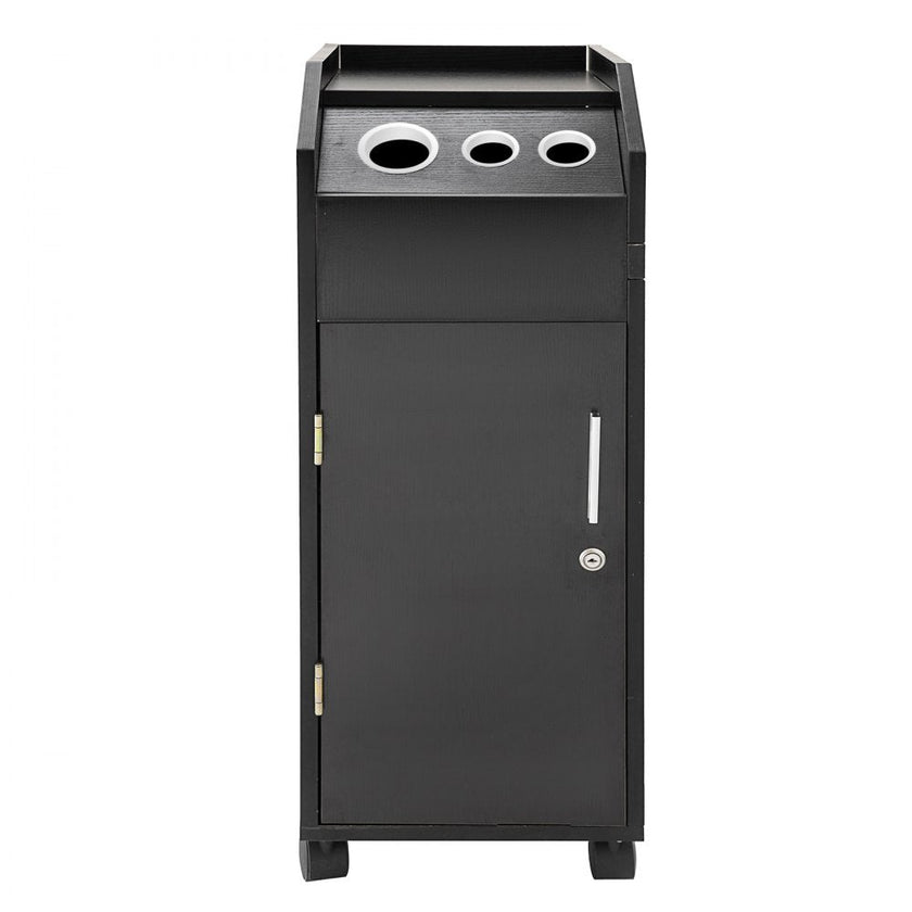 VEVOR Black Beauty Salon Trolley Storage Cart Salon SPA Trolley Cart with 4 Plastic Salon Storage Drawers Sliding Wheels 3 Hair Dryer Holes with Space-saving Side Tray Salon Stations